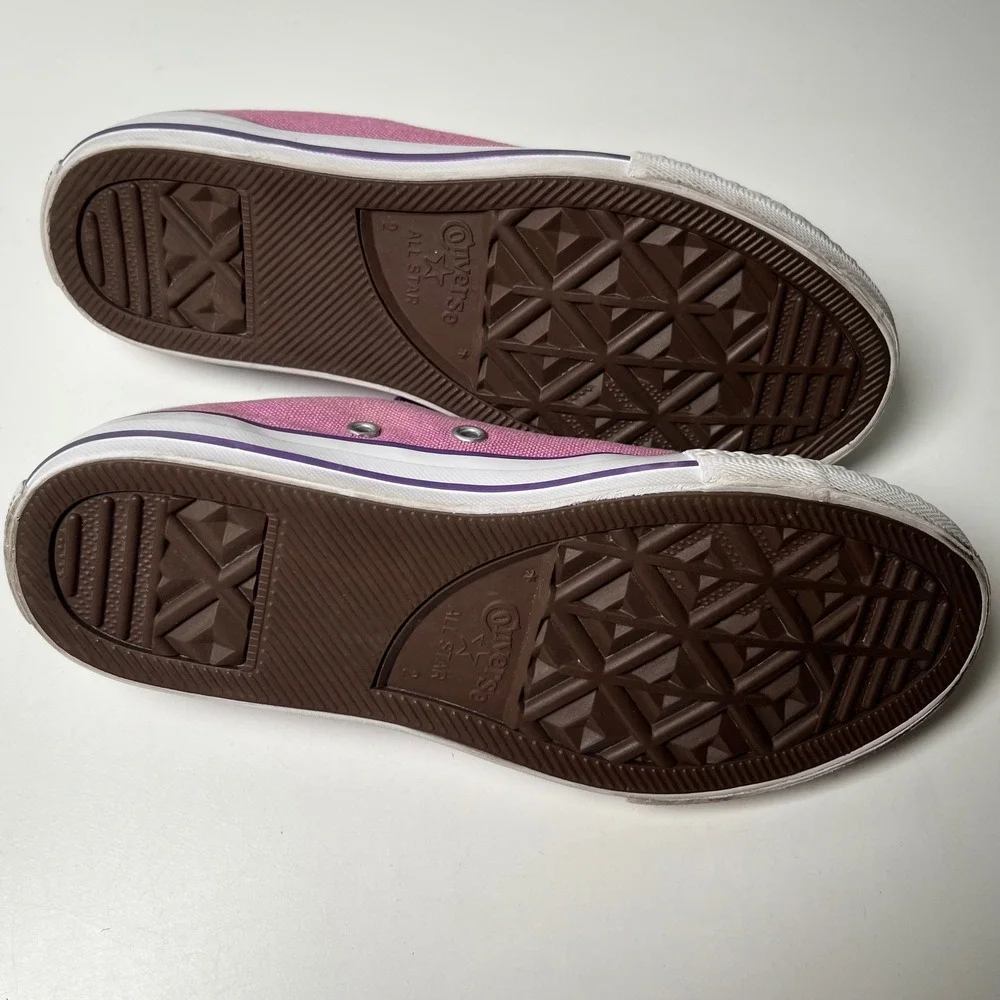 Converse All Star Sneakers Kids Size 2 Pink‎ Purple Low Top Chuck Taylor READ